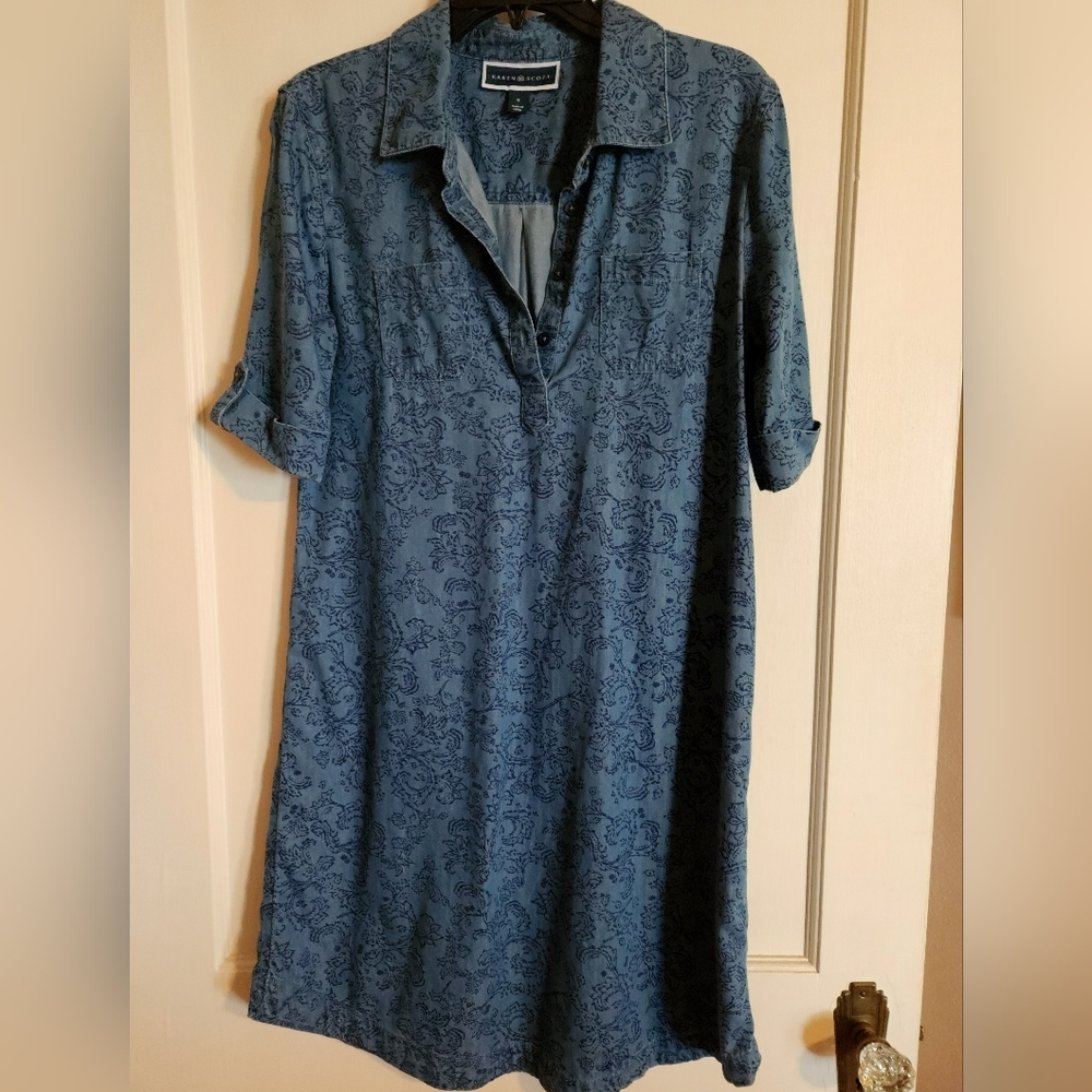 KAREN SCOTT DENIM DRESS SMALL